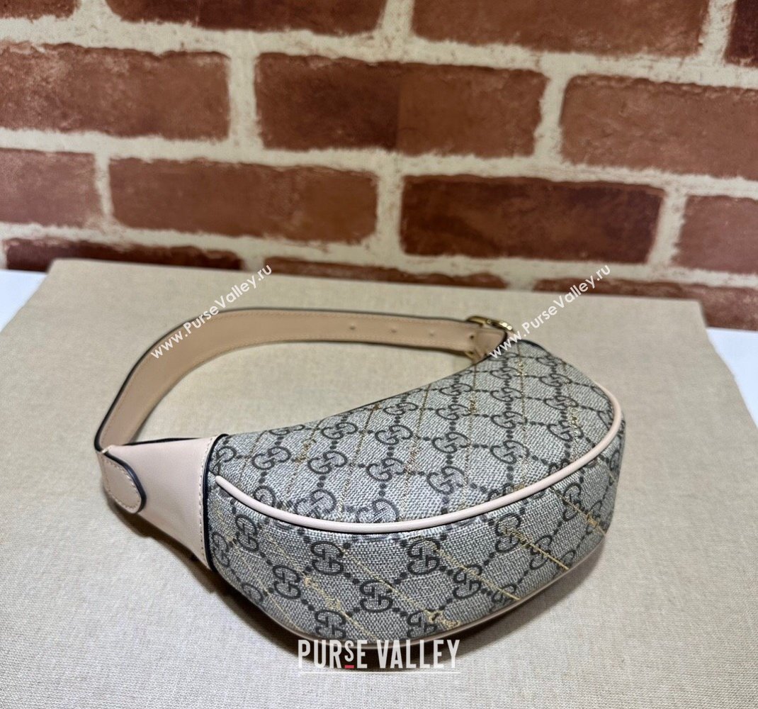 Gucci Ophidia Mini Hobo Bag in Beige Horsebit Striped GG Canvas 774332 Light Pink Leather 2023 (DLH-231208056)