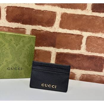 Gucci Leather Card case Wallet with Gucci script 773428 Black 2023 (DLH-231208058)