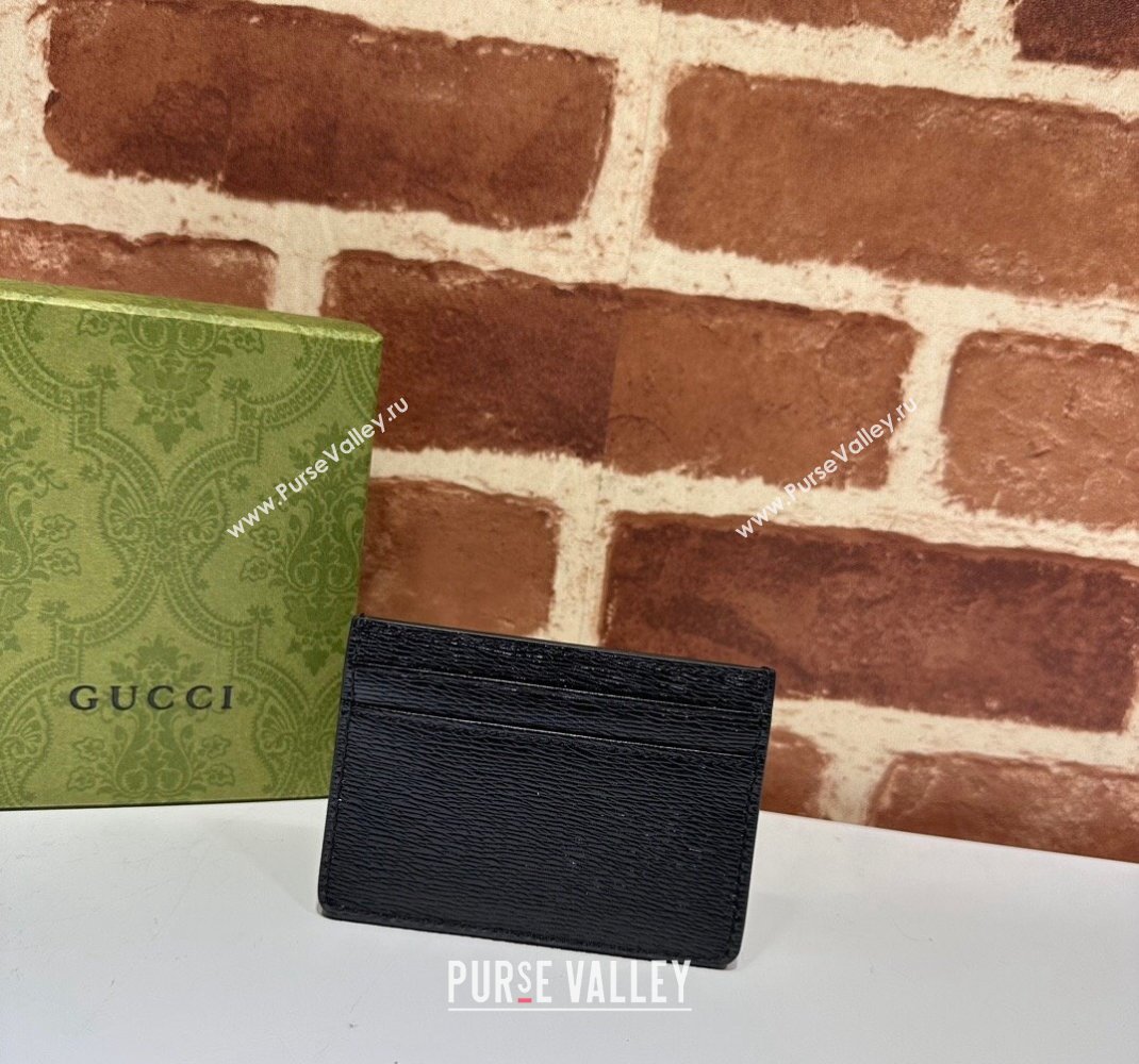 Gucci Leather Card case Wallet with Gucci script 773428 Black 2023 (DLH-231208058)