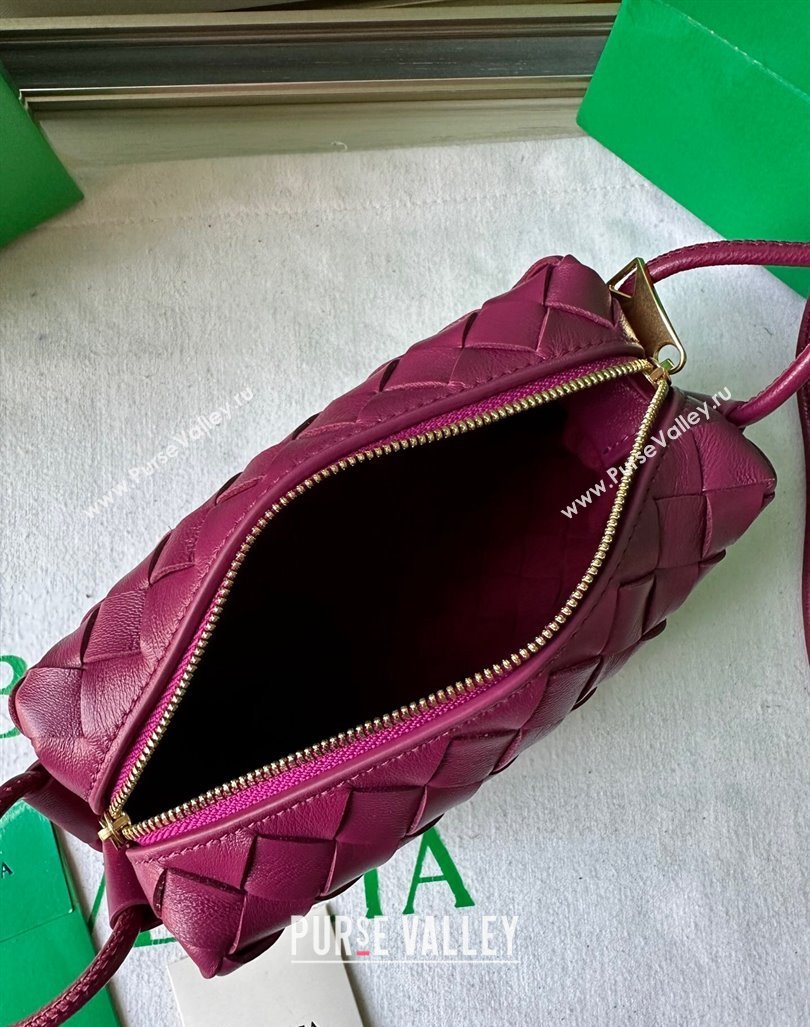 Bottega Veneta Mini Loop Camera Bag in Intrecciato Leather Cinnabar Red 2023 723547 (WT-231212043)