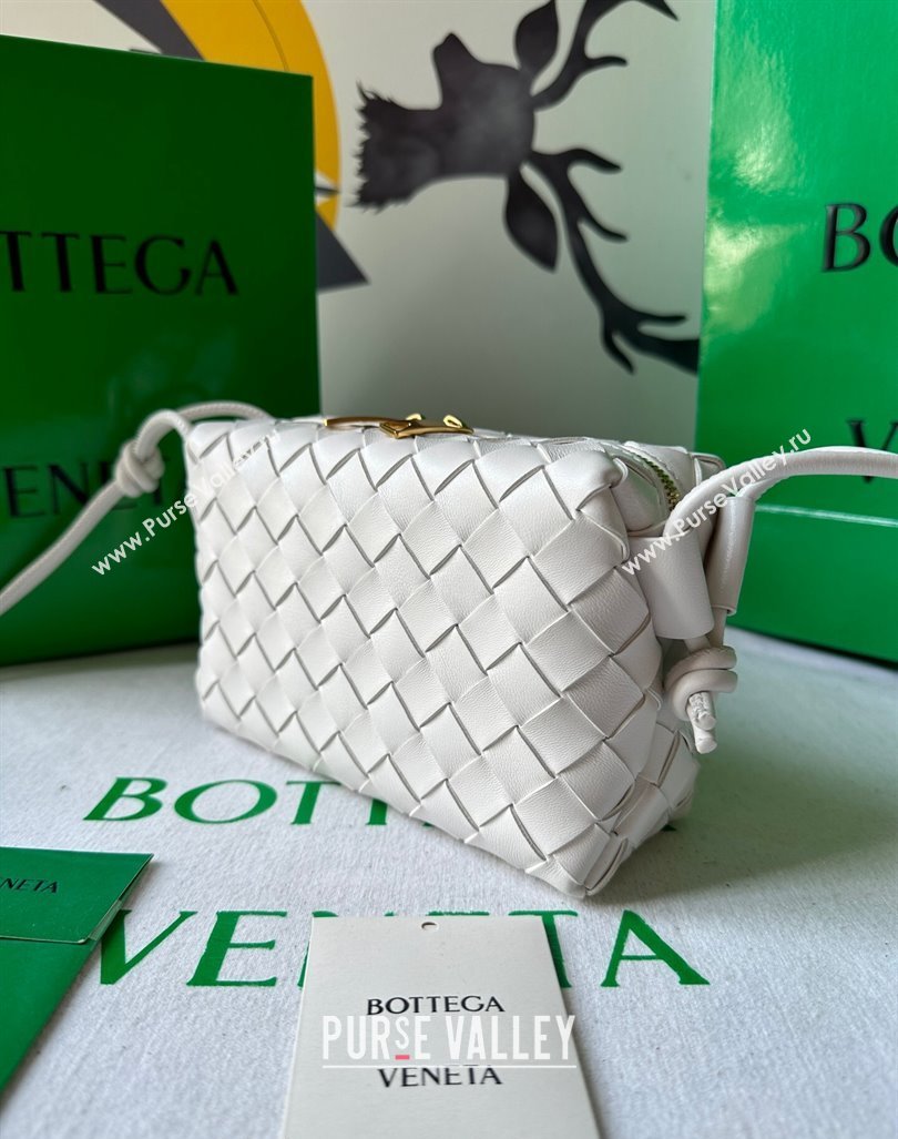 Bottega Veneta Mini Loop Camera Bag in Intrecciato Leather White 2023 723547 (WT-231212045)