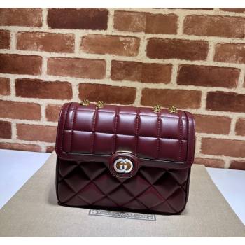 Gucci Deco quilted leather Small Shoulder bag 740834 Dark Red 2023 (DLH-231209023)