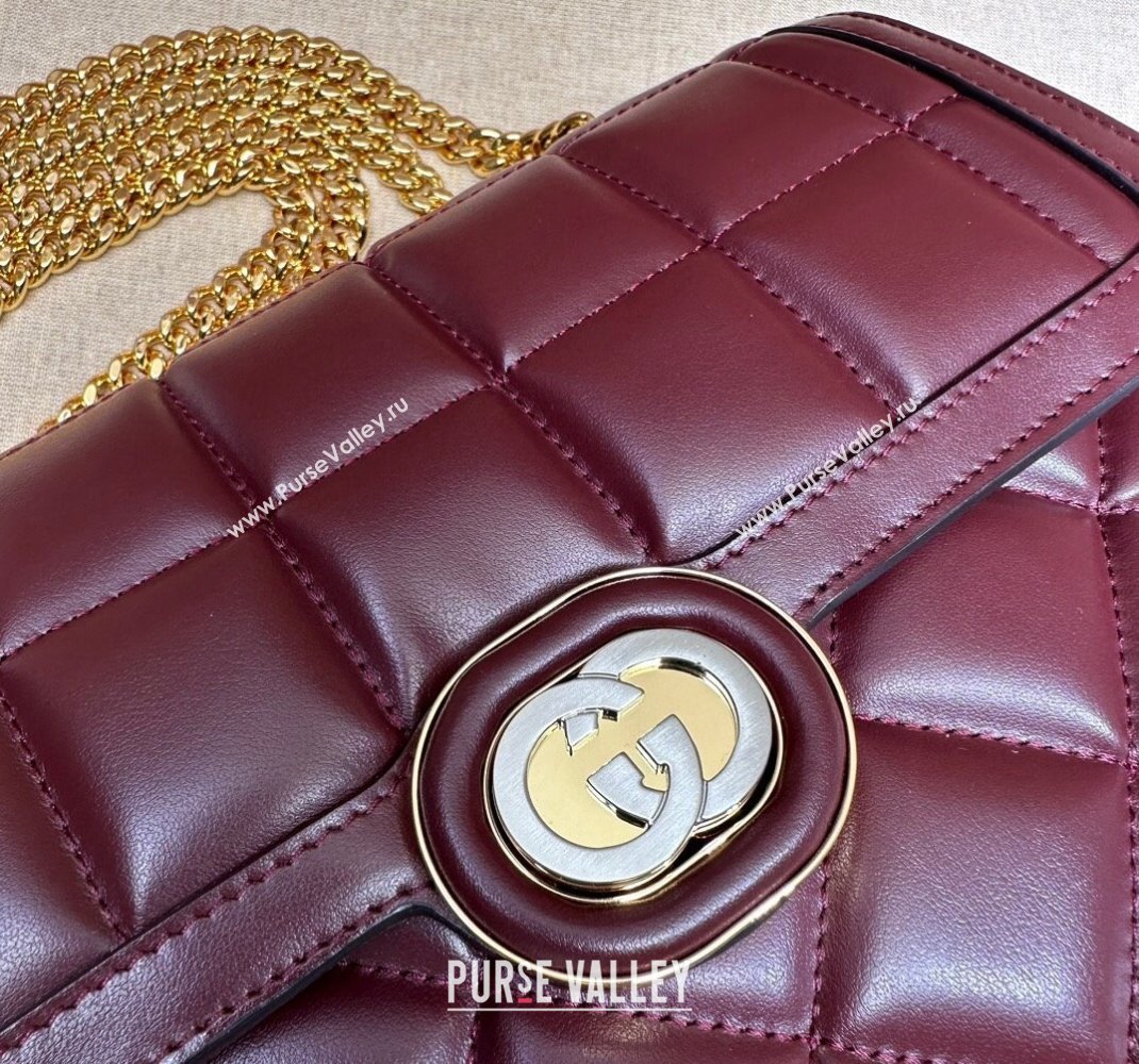 Gucci Deco quilted leather Small Shoulder bag 740834 Dark Red 2023 (DLH-231209023)