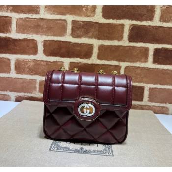 Gucci Deco quilted leather Mini Shoulder bag 741457 Dark Red 2023 (DLH-231209025)