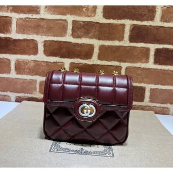 Gucci Deco quilted leather Mini Shoulder bag 741457 Dark Red 2023 (DLH-231209025)