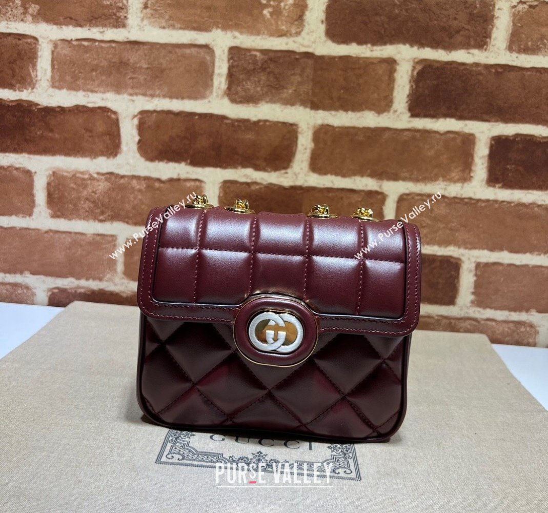 Gucci Deco quilted leather Mini Shoulder bag 741457 Dark Red 2023 (DLH-231209025)