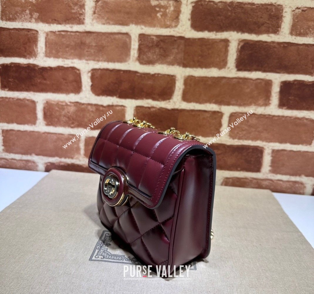 Gucci Deco quilted leather Mini Shoulder bag 741457 Dark Red 2023 (DLH-231209025)