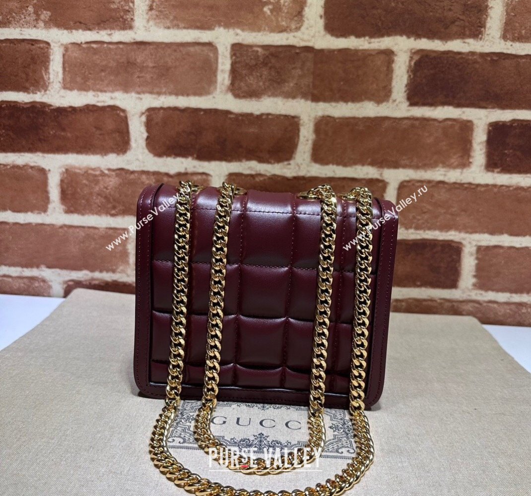 Gucci Deco quilted leather Mini Shoulder bag 741457 Dark Red 2023 (DLH-231209025)