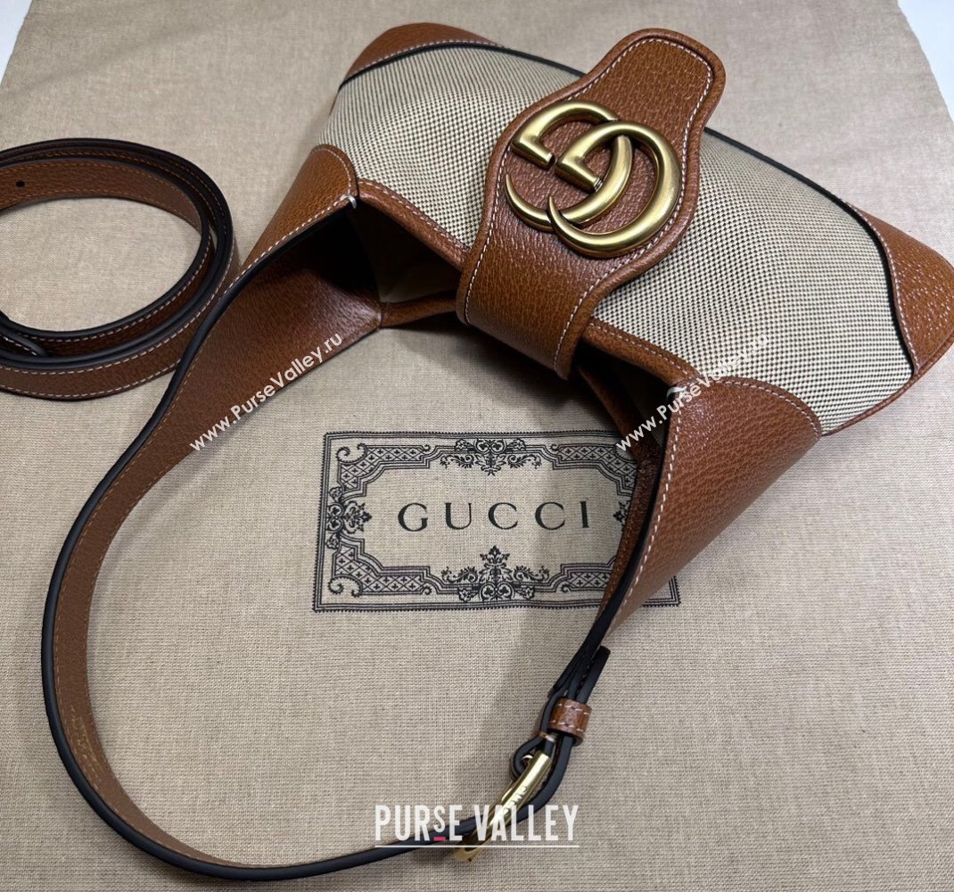 Gucci Aphrodite Small Shoulder Bag in Canvas and Leather 735106 Brown 2023 (DLH-231209027)