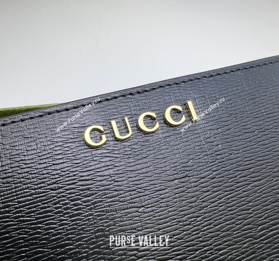 Gucci Leather Zip Around Wallet with Gucci script 772642 Black 2023 (DLH-231209001)