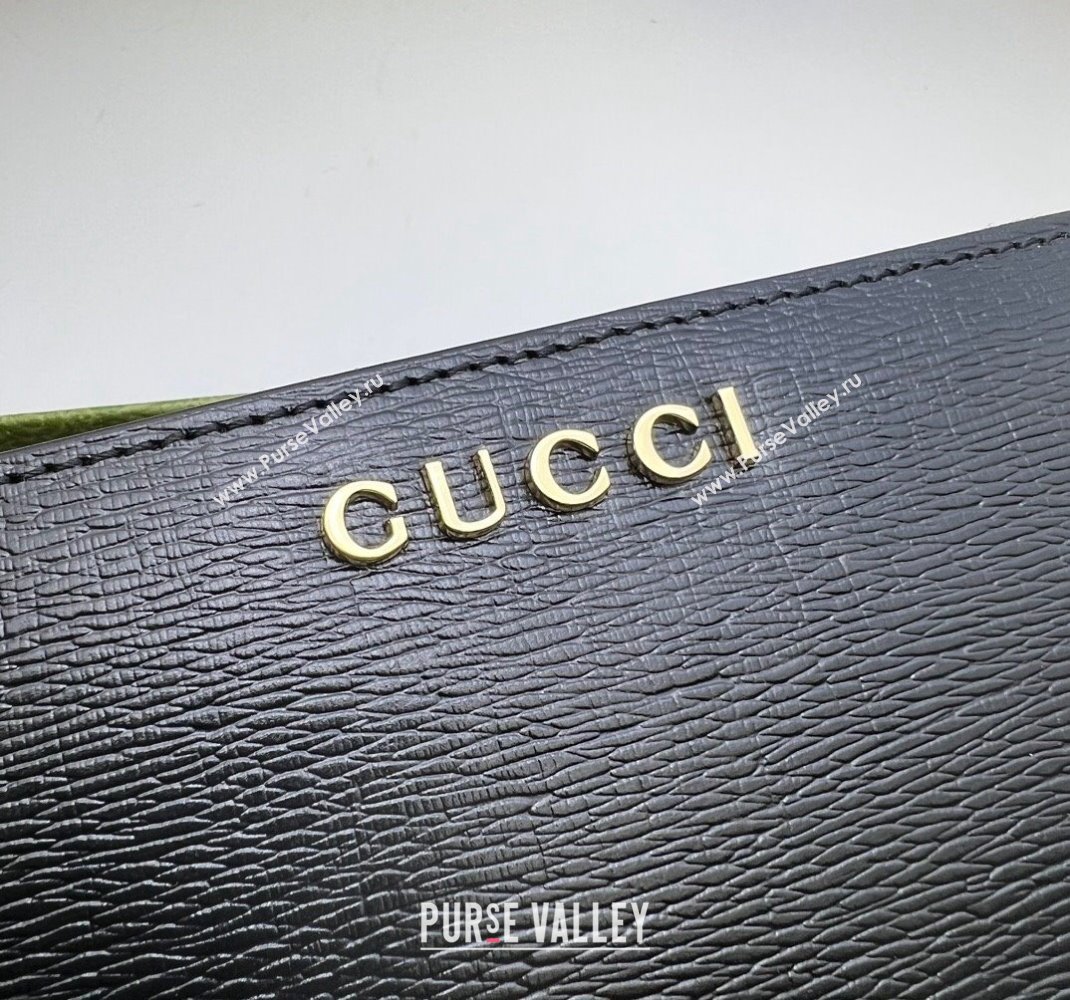 Gucci Leather Zip Around Wallet with Gucci script 772642 Black 2023 (DLH-231209001)