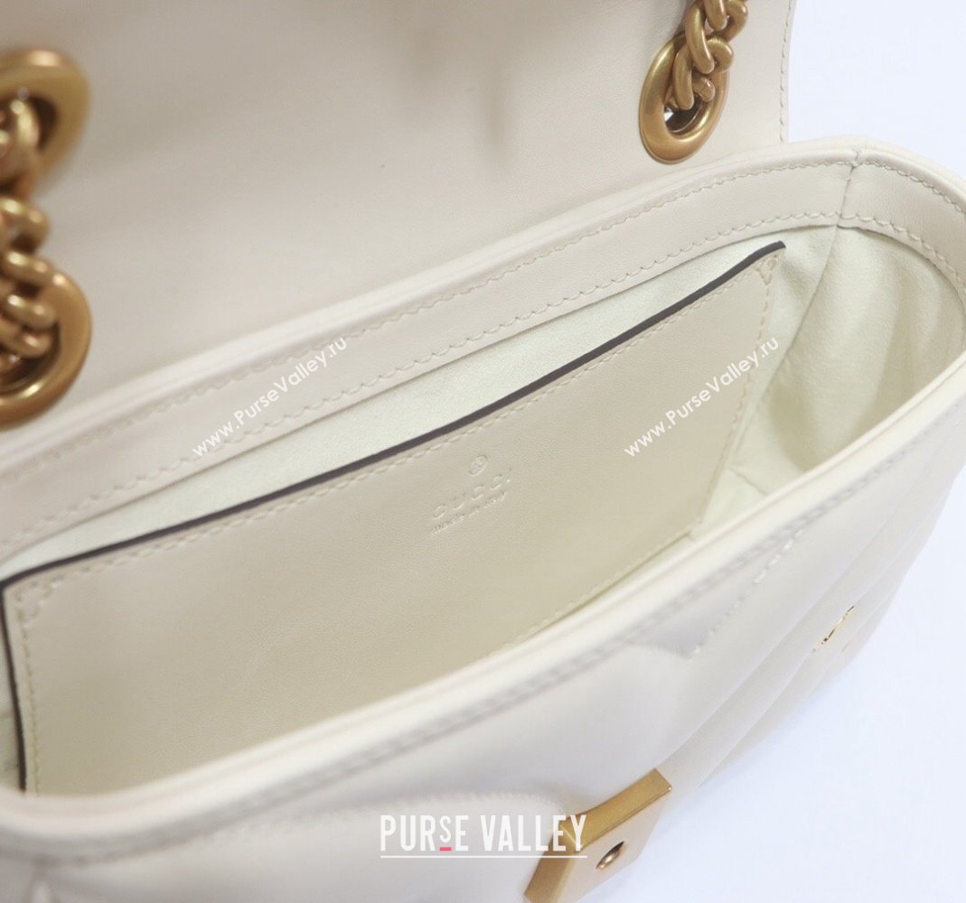 Gucci GG Marmont Leather Mini Shoulder Bag with GG Studs ‎446744 White 2023 (DLH-231209009)