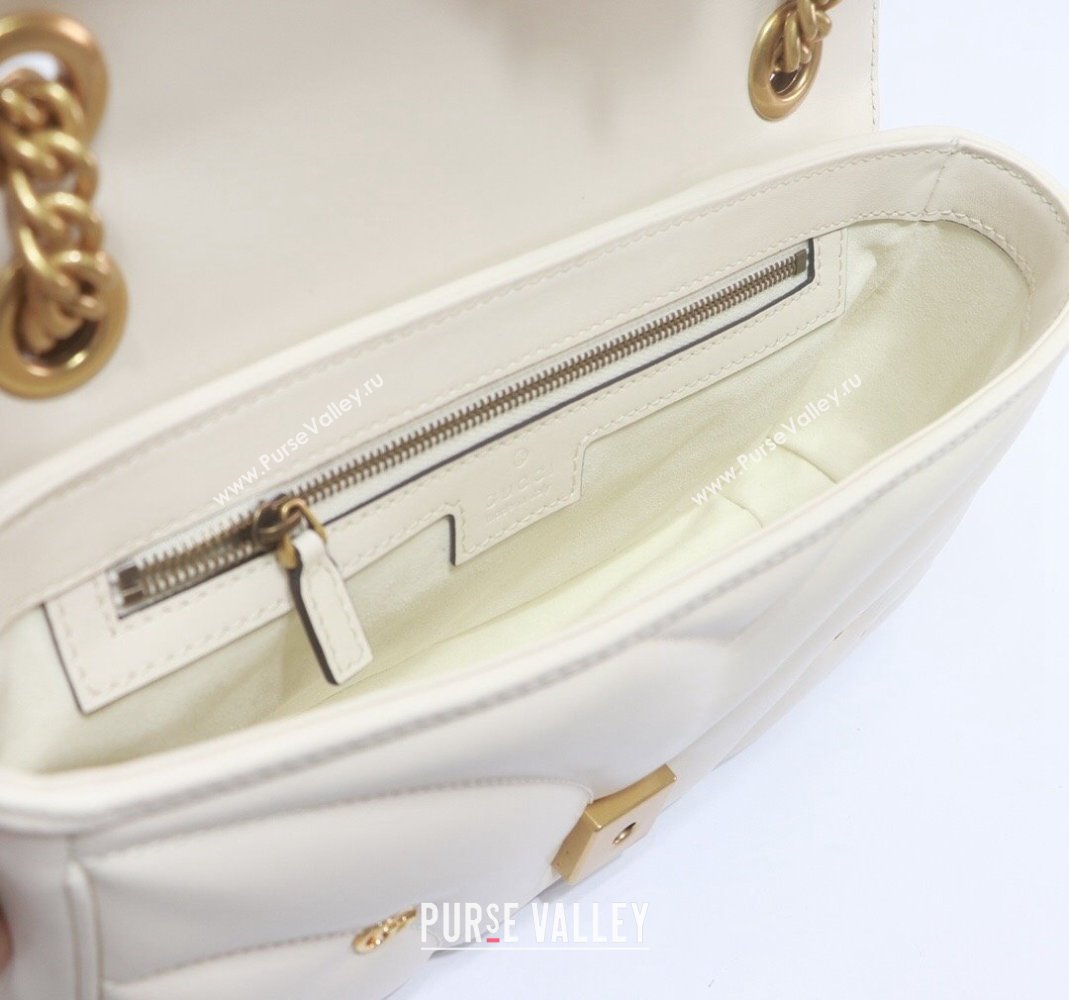 Gucci GG Marmont Leather Small Shoulder Bag with GG Studs 443497 White 2023 (DLH-231209012)