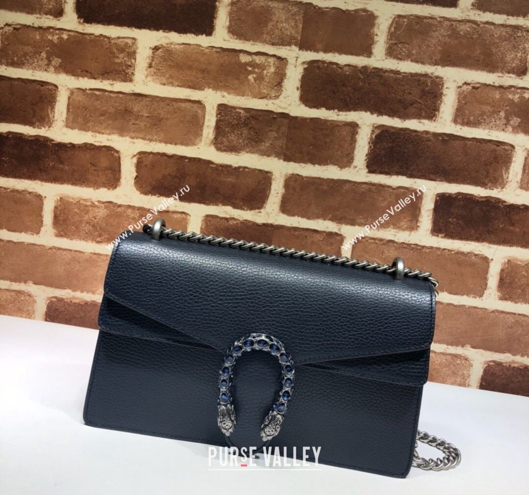 Gucci Dionysus Leather Shoulder Bag in Grained Leather 400249 Dark Blue 2023 (DLH-231209042)