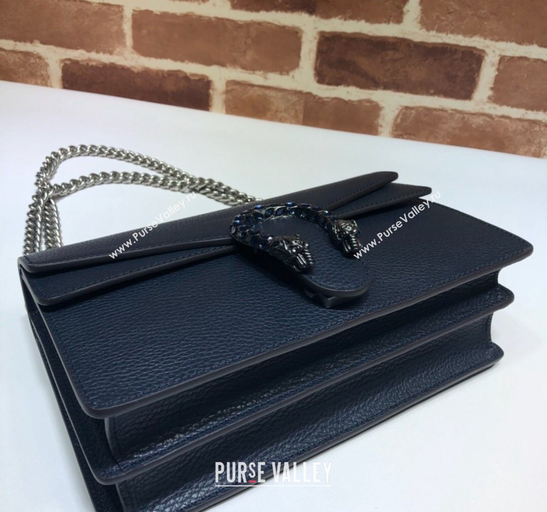 Gucci Dionysus Leather Shoulder Bag in Grained Leather 400249 Dark Blue 2023 (DLH-231209042)