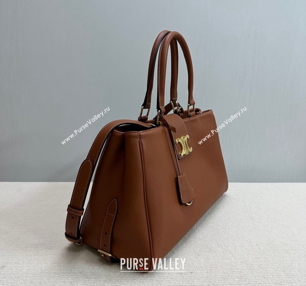 Celine Marlou Appoline Top Handle Bag in Supple Calfskin Brown 2023 114963 (BL-231209071)