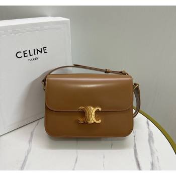 Celine Medium Classique Triomphe Shoulder Bag in Shiny Calfskin Bronze Brown 2023 187363 (HF-231209077)