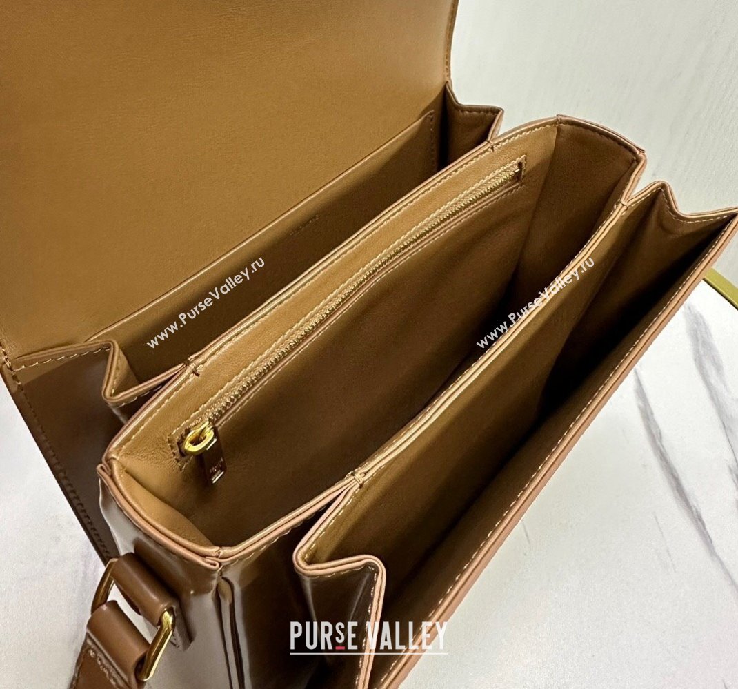 Celine Medium Classique Triomphe Shoulder Bag in Shiny Calfskin Bronze Brown 2023 187363 (HF-231209077)