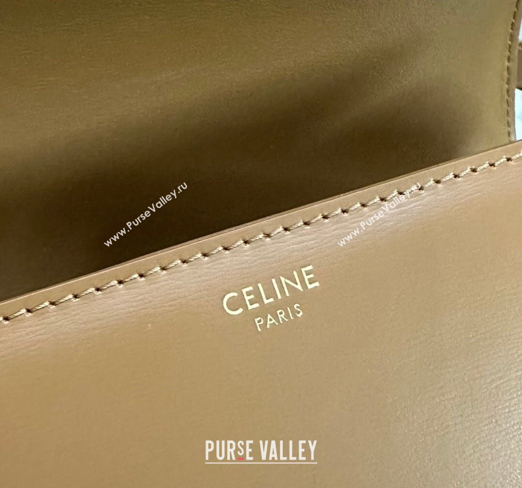 Celine Medium Classique Triomphe Shoulder Bag in Shiny Calfskin Bronze Brown 2023 187363 (HF-231209077)