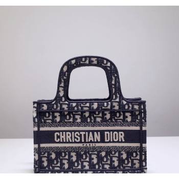 Dior Mini Book Tote Bag in Ecru White and Blue Dior Oblique Embroidery 2023 (BF-231211001)
