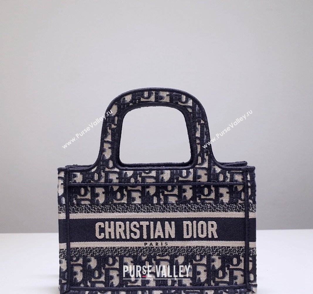 Dior Mini Book Tote Bag in Ecru White and Blue Dior Oblique Embroidery 2023 (BF-231211001)