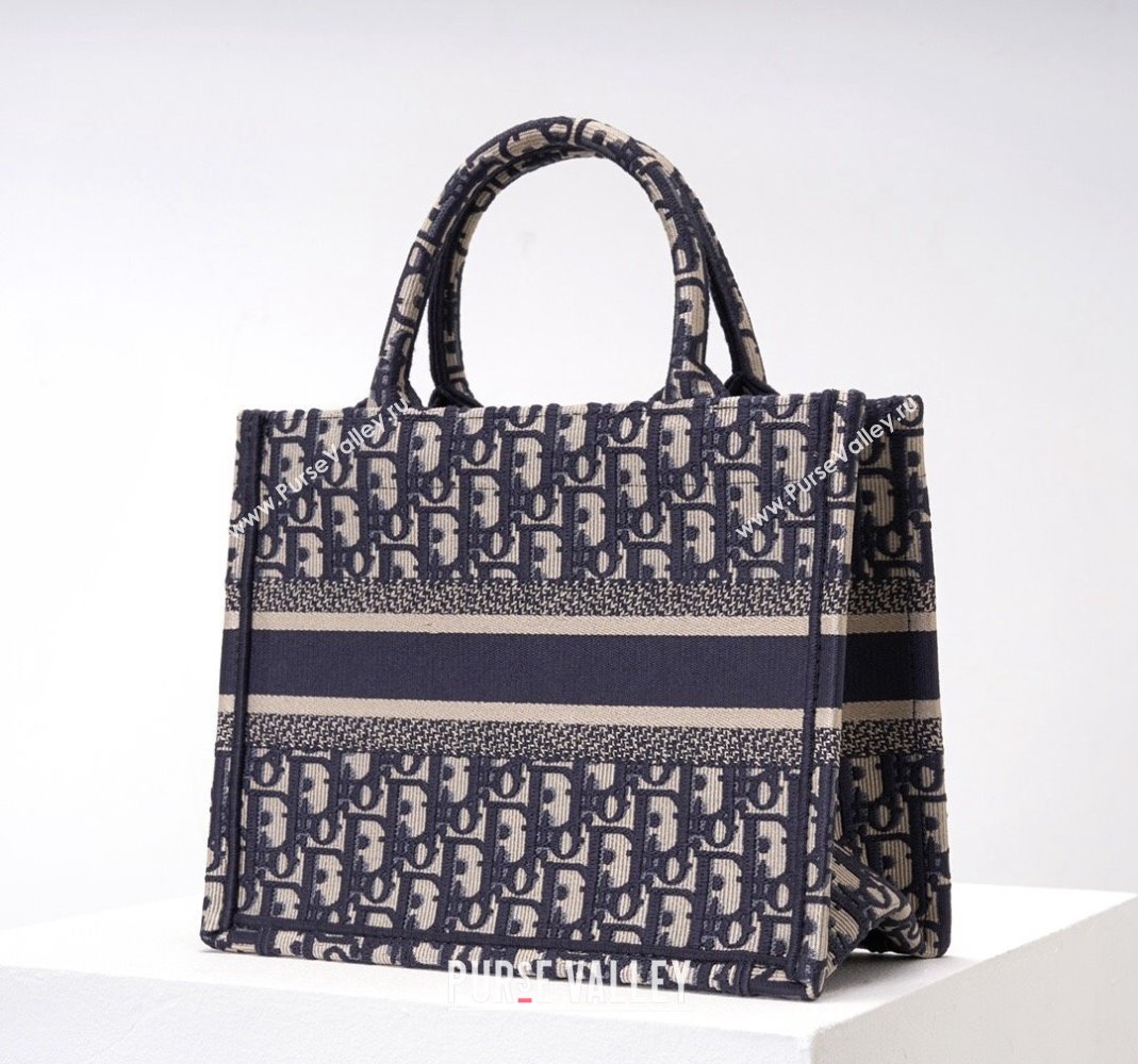 Dior Small Book Tote Bag in Ecru White and Blue Dior Oblique Embroidery 2023 (BF-231211002)