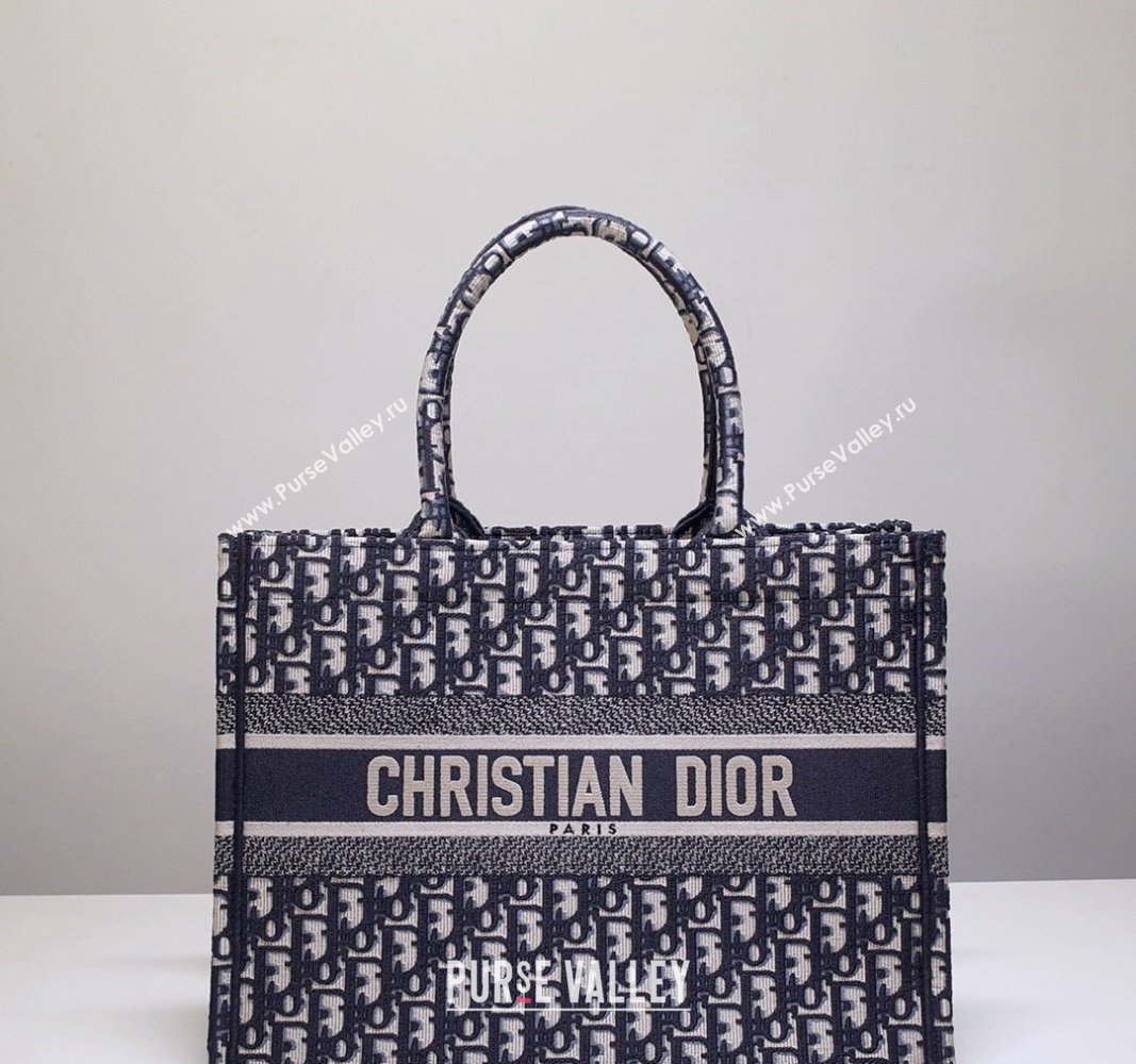 Dior Medium Book Tote Bag in Ecru White and Blue Dior Oblique Embroidery 2023 (BF-231211003)