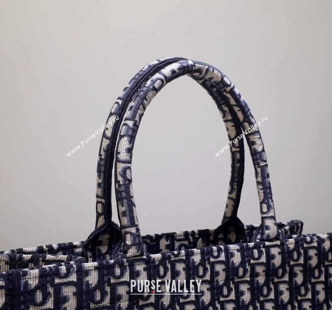 Dior Medium Book Tote Bag in Ecru White and Blue Dior Oblique Embroidery 2023 (BF-231211003)