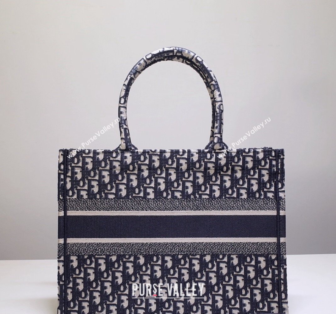 Dior Medium Book Tote Bag in Ecru White and Blue Dior Oblique Embroidery 2023 (BF-231211003)