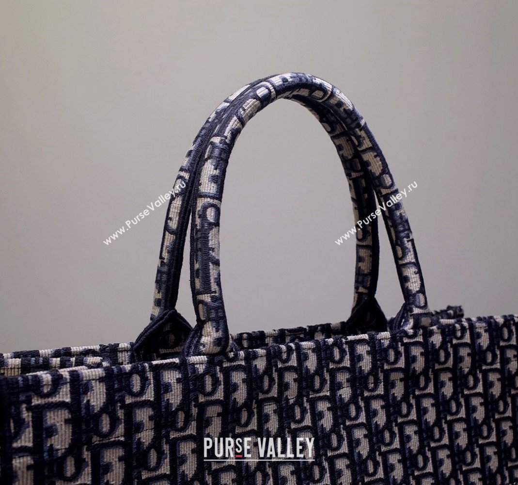 Dior Large Book Tote Bag in Ecru White and Blue Dior Oblique Embroidery 2023 (XXG-231211004)