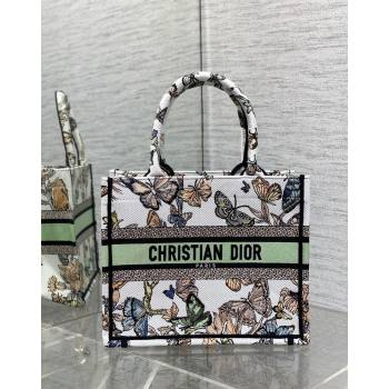Dior Small Book Tote Bag in White and Green Toile de Jouy Mexico Embroidery 2023 (BF-231211008)