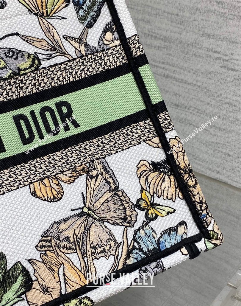 Dior Small Book Tote Bag in White and Green Toile de Jouy Mexico Embroidery 2023 (BF-231211008)