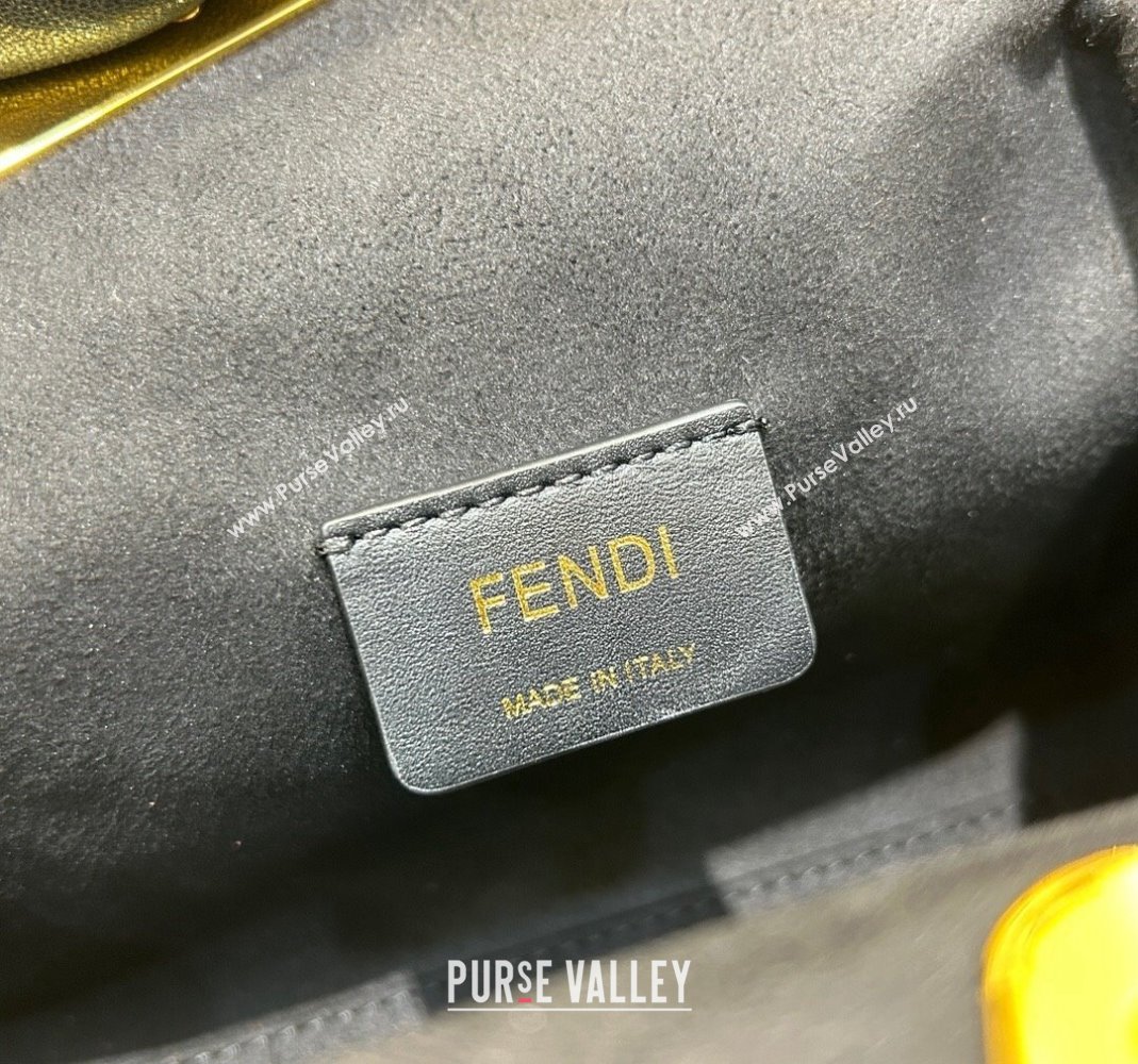 Fendi First Small Bag in Raffia Straw with Black tapestry fabric FF motif 2023 (AF-231211019)