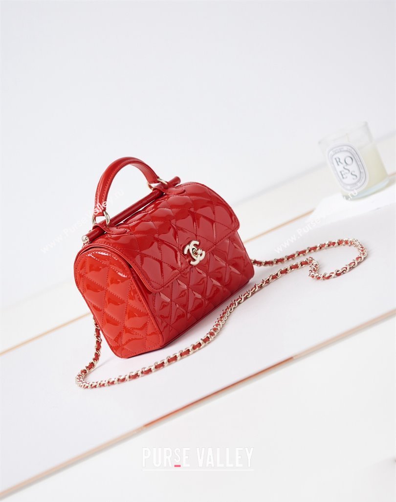 Chanel Patent Calfskin Small Box Bag AS4511 Red 2023 (yezi-231208023)