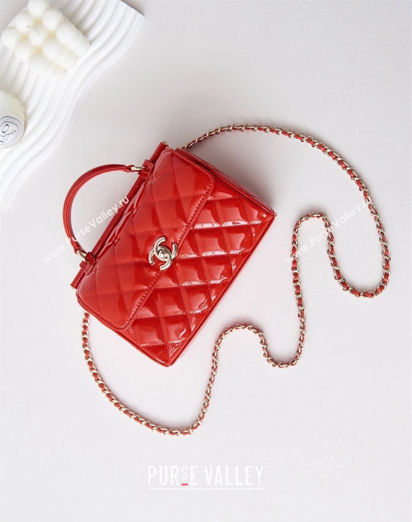 Chanel Patent Calfskin Small Box Bag AS4511 Red 2023 (yezi-231208023)