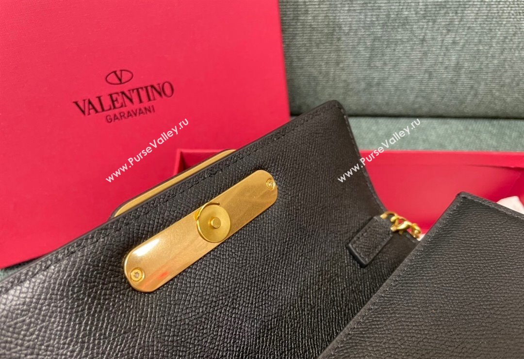 Valentino VLogo Signature Grainy Calfskin Wallet with Chain Black 2023 VLTN0093 (JD-231211066)