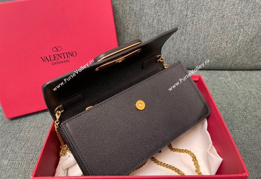 Valentino VLogo Signature Grainy Calfskin Wallet with Chain Black 2023 VLTN0093 (JD-231211066)