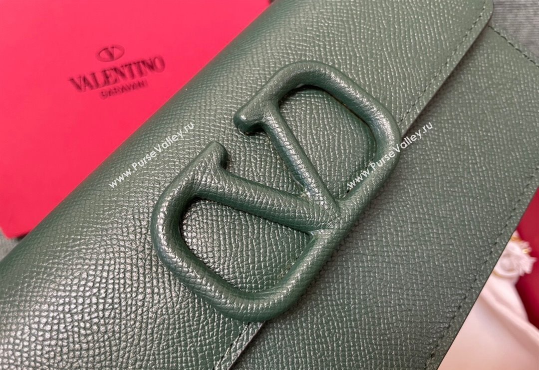 Valentino VLogo Signature Grainy Calfskin Wallet with Chain Green 2023 VLTN0093 (JD-231211067)