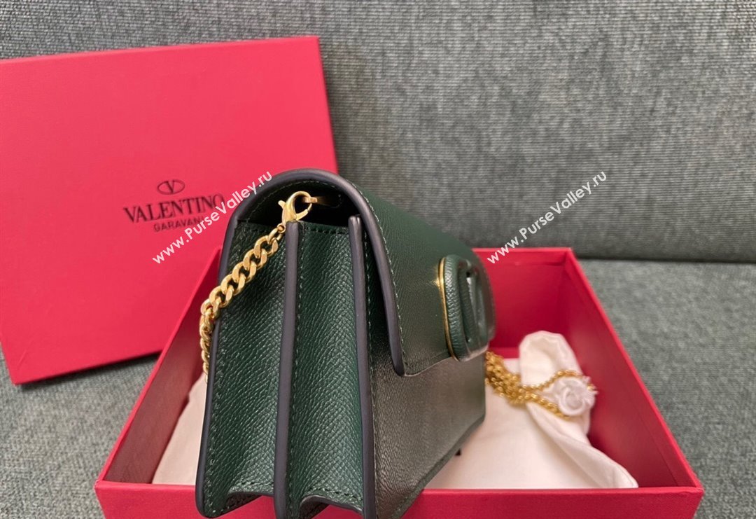 Valentino VLogo Signature Grainy Calfskin Wallet with Chain Green 2023 VLTN0093 (JD-231211067)