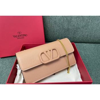 Valentino VLogo Signature Grainy Calfskin Wallet with Chain Nude 2023 VLTN0093 (JD-231211071)