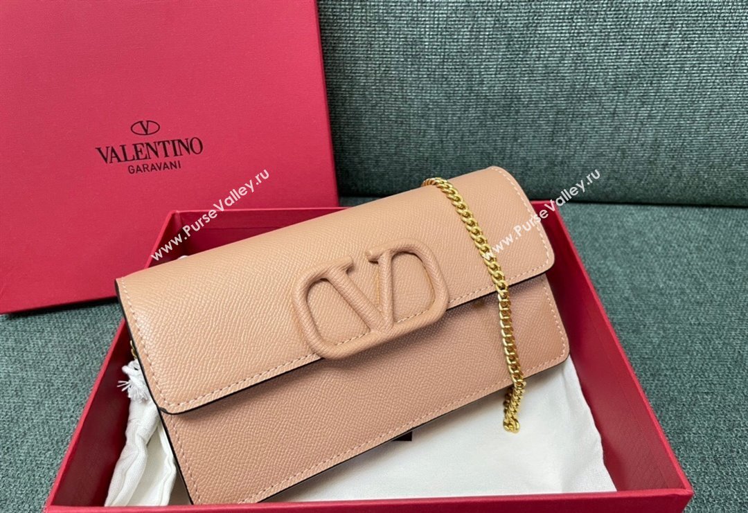 Valentino VLogo Signature Grainy Calfskin Wallet with Chain Nude 2023 VLTN0093 (JD-231211071)