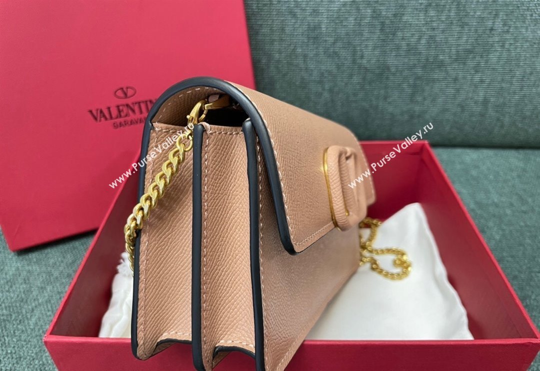 Valentino VLogo Signature Grainy Calfskin Wallet with Chain Nude 2023 VLTN0093 (JD-231211071)