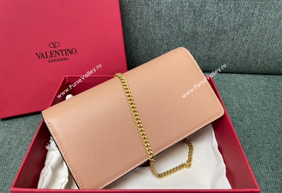 Valentino VLogo Signature Grainy Calfskin Wallet with Chain Nude 2023 VLTN0093 (JD-231211071)