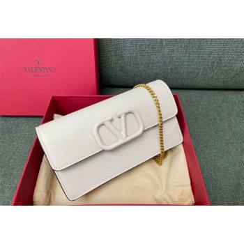 Valentino VLogo Signature Grainy Calfskin Wallet with Chain White 2023 VLTN0093 (JD-231211072)