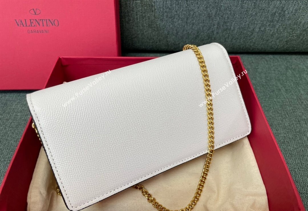 Valentino VLogo Signature Grainy Calfskin Wallet with Chain White 2023 VLTN0093 (JD-231211072)