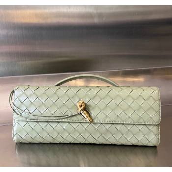 Bottega Veneta Long Clutch Bag Andiamo With Handle in Intrecciato Leather Travetine Green 2023 741511 (WT-231212054)