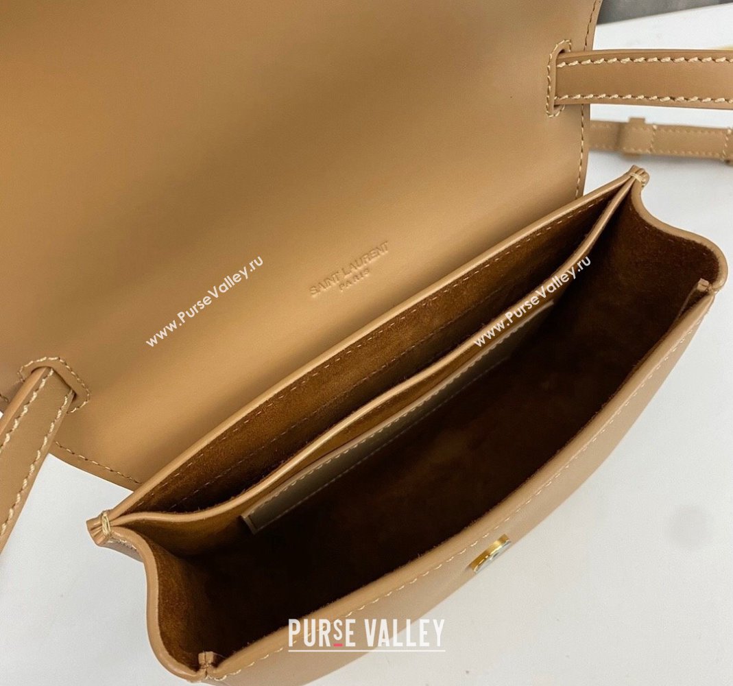 Saint Laurent Kaia Small Satchel Bag in Smooth Leather 619740 Apricot 2023 (nana-231211075)