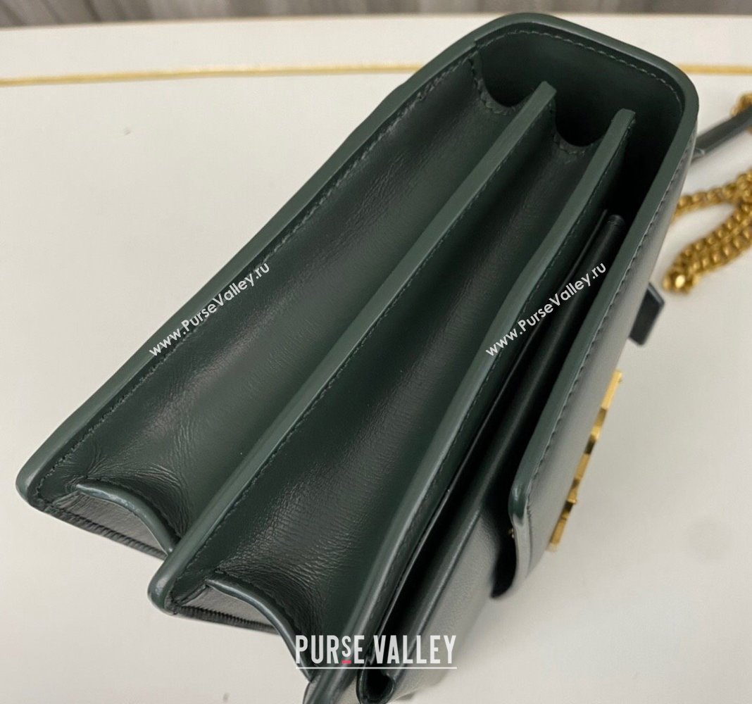 Saint Laurent Sunset Medium Bag in Box Leather 442906 Dark Green/Gold 2023 (nana-231211078)