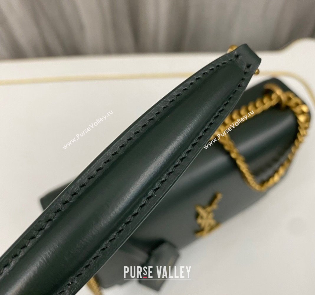 Saint Laurent Sunset Medium Bag in Box Leather 442906 Dark Green/Gold 2023 (nana-231211078)