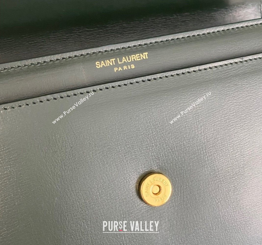 Saint Laurent Sunset Medium Bag in Box Leather 442906 Dark Green/Gold 2023 (nana-231211078)